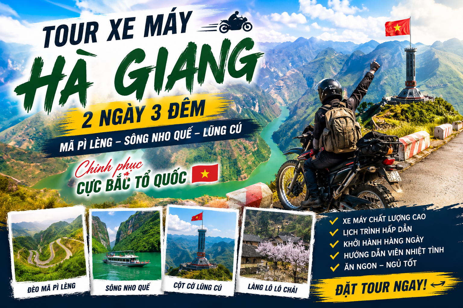 Tour Xe Máy Hà Giang 2 Ngày 3 Đêm | Mã Pì Lèng – Sông Nho Quế – Lũng Cú